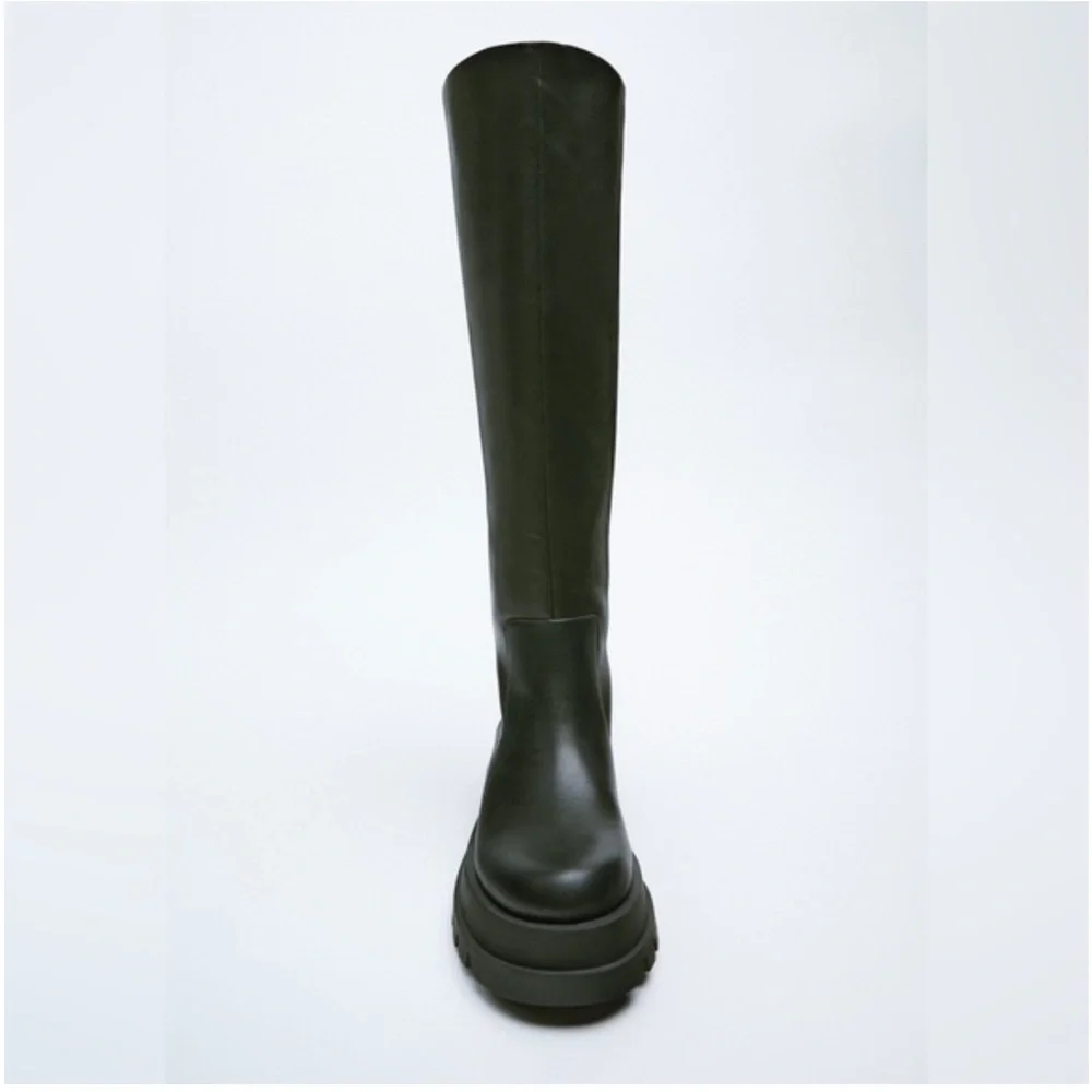 Zara black Over-the-Knee Chunky Platform Boots